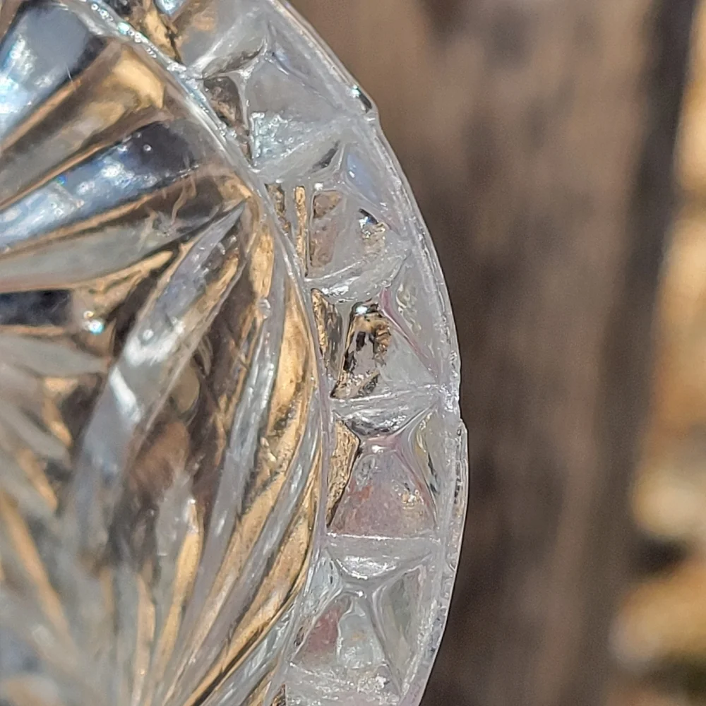 Vintage West Germany 24% Clear Cut Lead Crystal Pineapple Fan Bud Vase 5” Tall